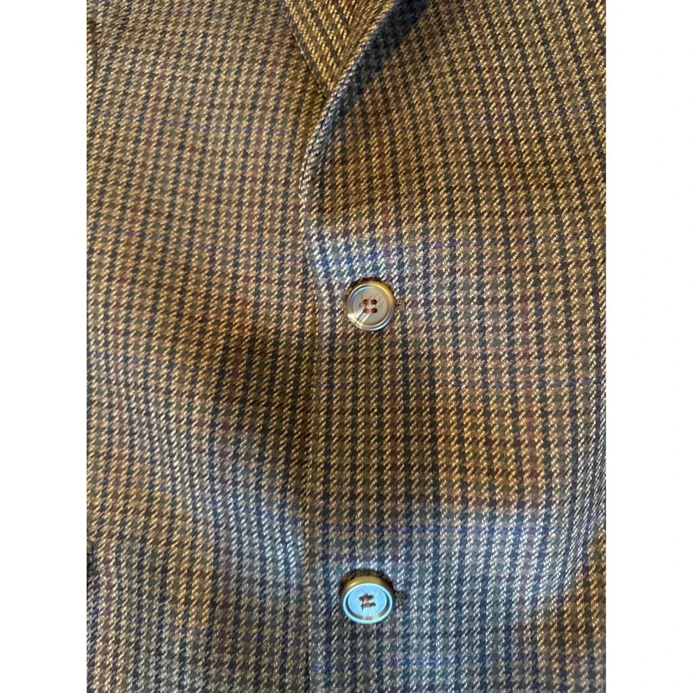 Lauren Ralph Lauren Mens Brown Houndstooth Pure New Wool Blazer Sport Coat 44L